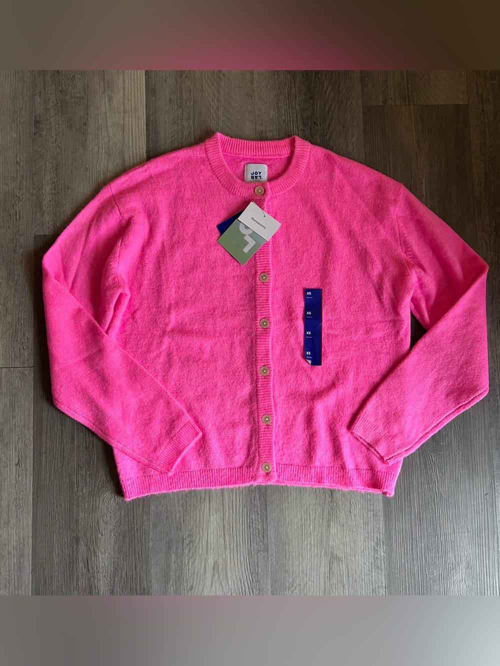 NWT XS JOYLAB Standard Fit Soft Cozy Hot Pink Button Up Sweater